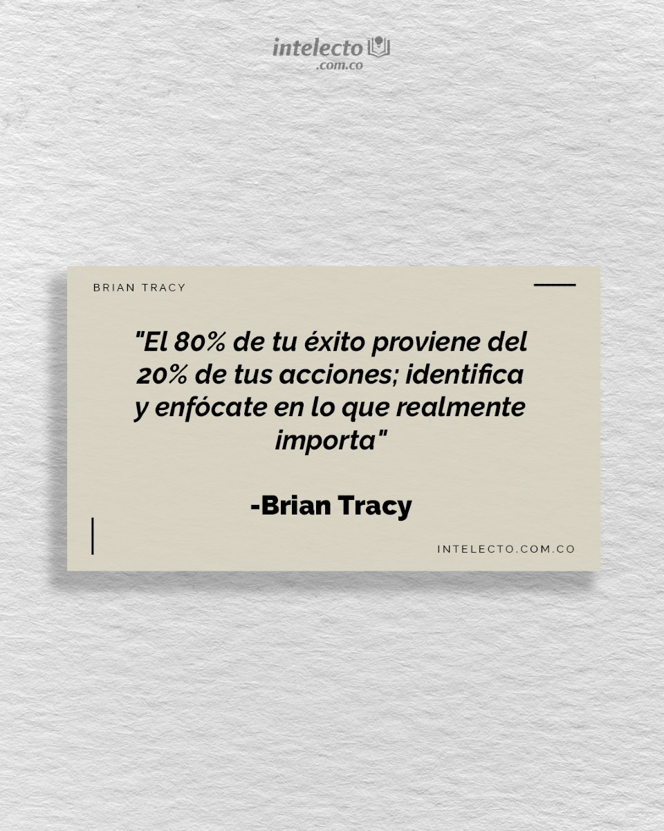 Intelecto_Col's tweet image. Descubre el secreto del éxito: el 80% de tus logros proviene del 20% de tus acciones. Enfócate en lo esencial y transforma tu vida. 💪✨

visita intelecto.com.co

#Productividad #Éxito #LibertadFinanciera #LecturaRecomendada #CrecimientoPersonal