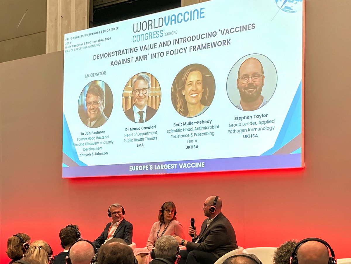 Dr_SCT's tweet photo. Nearly home from @vaccinenation World Vaccine Congress in Barcelona. Excellent meeting and networking.

Enjoyed sitting on the Vaccine for AMR panel with Jan, Berit &amp; Marco, so much work to be done to de-risk these vaccines. Apologies for being a chatterbox! #WVCEU https://t.co/qyOJGgrhiN