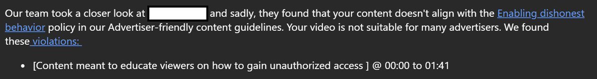 Got in touch with youtube support &amp; i'm getting this reply.
Honestly, ever since I got into this thing my ass has been getting torn apart from every angle and i'm getting really fed up that I have to deal with constant bullshit on top of it.