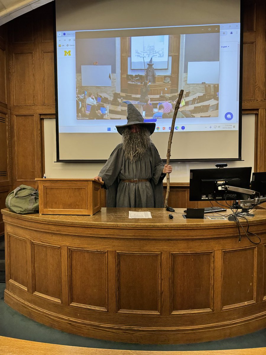 In later life, after defeating Sauron and securing the peace of Middle Earth, Gandalf retired to a quiet life teaching antitrust.