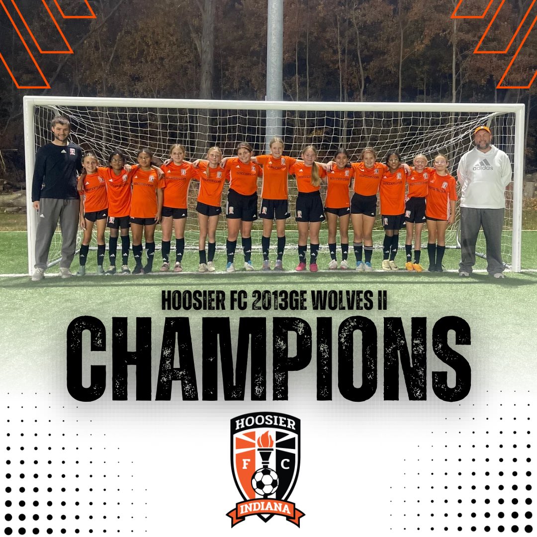 Congratulations to the Hoosier FC 2013GE II on clinching the ISL Girls U12 4th Blue championship with 2 games left to play. 

Amazing achievement ladies. Keep up the hard work through the winter and spring. We are all very proud of your effort!