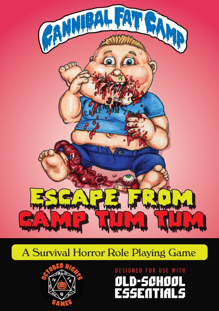 🚨 Announcement Time 🚨 

Have you ever wanted to visit Camp Tum Tum?

Well now you and your friends can! 

Escape from Camp Tum Tum, the first title from October Nights Games, is a survival horror comedy adventure based on the novel Cannibal Fat Camp