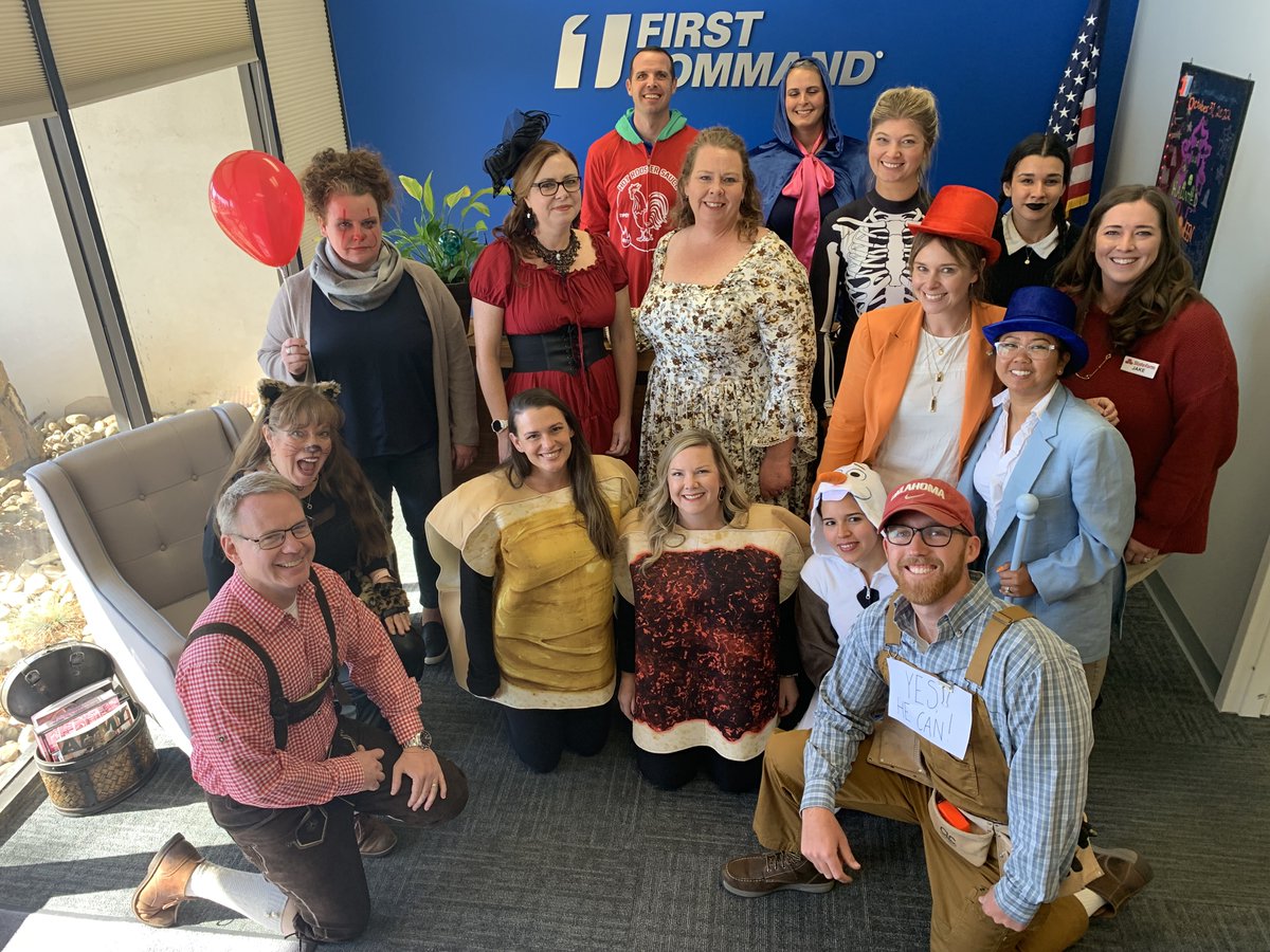 RobertMilmore's tweet photo. Throwback Thursday: Halloween Office Edition! 🎃👻 Here's a look back at some spooky fun and creative costumes from Halloween past. What's everyone dressing up as this year? 🧙‍♀️💀 
#firstcommand #colorado #coloradosprings #pikespeak #halloween #spooky https://t.co/2KGutOKJt6