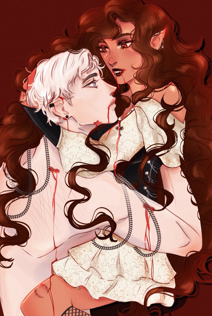 You know you hypnotize me always…🩸
•
Happy Halloween everyone!! 🎃👻 I just had to draw some vampire!Hermione!! Thank you to all of those fanfics about humans feeling euphoric when a vampire drinks their blood. 

#dramione #dhr #Halloween