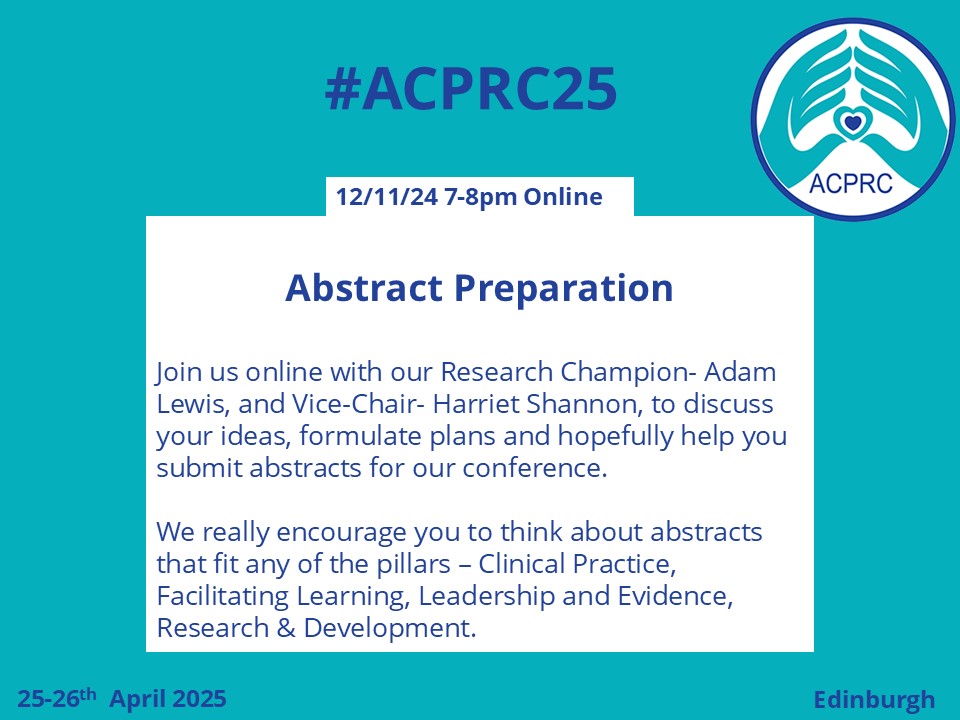 We are running an evening webinar to help you write an abstract for #ACPRC25 book here: acprc.org.uk/learning-event…
and join us online 12/11/24 7-8pm