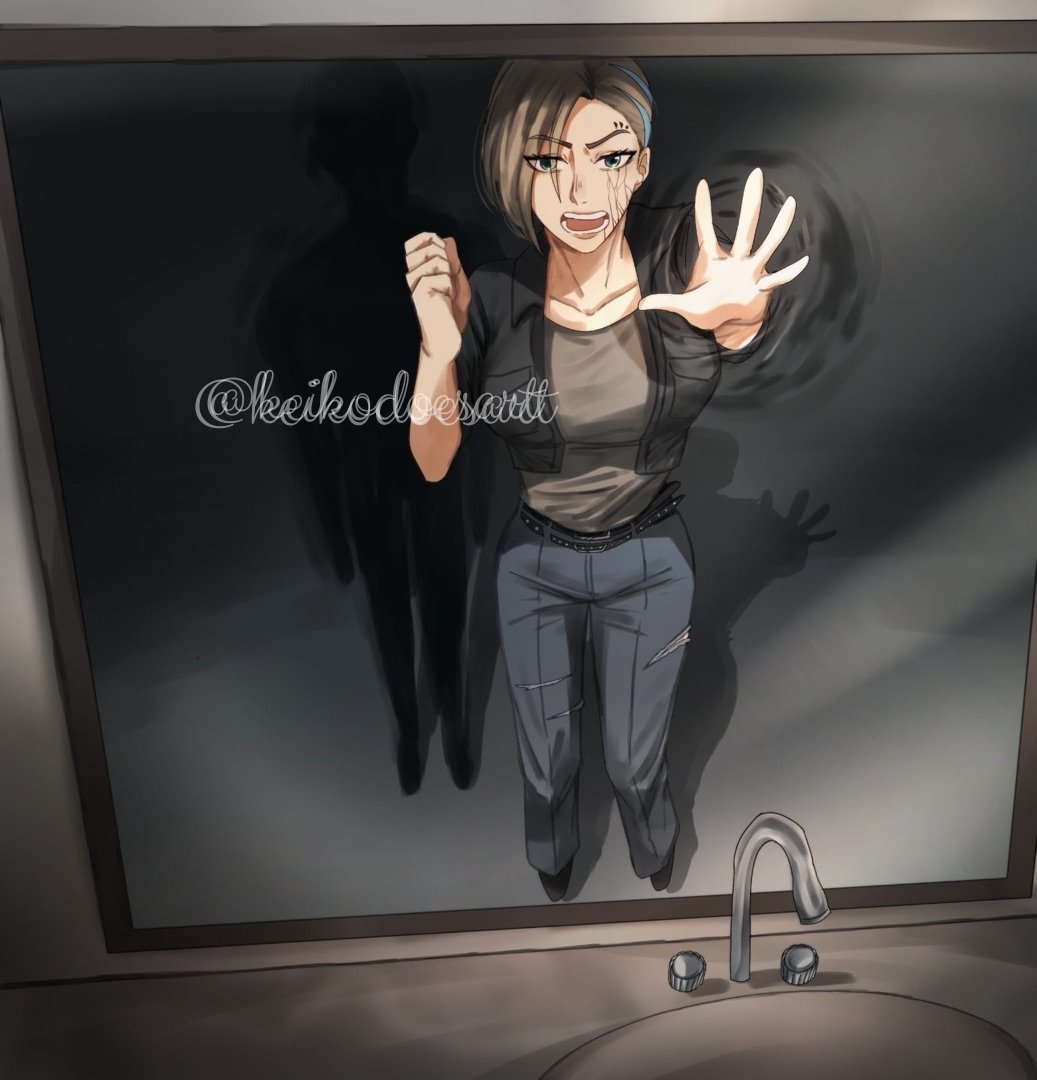 Trapped between reality and reflection, she reaches out with determination. Haunted by shadows yet fueled by resilience, she won’t let anything hold her back.
 Made this original character portrait art for my client <a href="/MetricSquad/">Metric_Squad</a>
 Reviews would be greatly appreciated!  

#ocartist