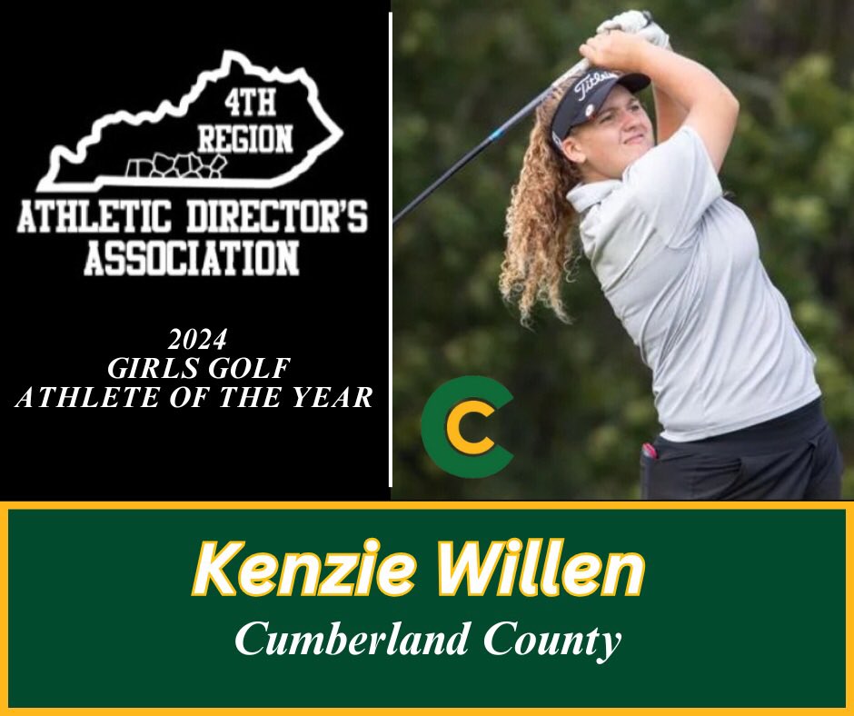 4th Region Athletic Directors Association (@4thregionads) on Twitter photo The <a href="/4thRegionADs/">4th Region Athletic Directors Association</a> selected Kenzie Willen of <a href="/cumbcosports/">Cumberland Co. HS (KY)</a> as this years Girls Golf Athlete of the Year! Congrats Kenzie on a great year! The <a href="/4thRegionADs/">4th Region Athletic Directors Association</a> selected Kenzie Willen of <a href="/cumbcosports/">Cumberland Co. HS (KY)</a> as this years Girls Golf Athlete of the Year! Congrats Kenzie on a great year!