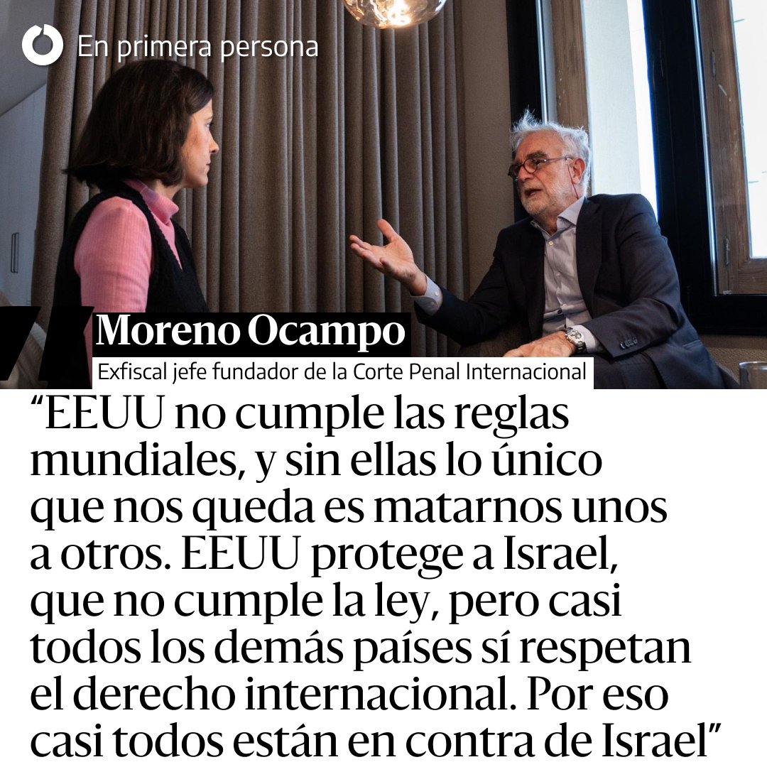 eldiarioes's tweet photo. Moreno Ocampo: "EEUU protege a Israel, que no cumple la ley, pero casi todos los demás países respetan la ley, están contra Israel en esto" 

https://t.co/ZtgQ4p3V9x Por @olgarodriguezfr https://t.co/lheif5Jcpd