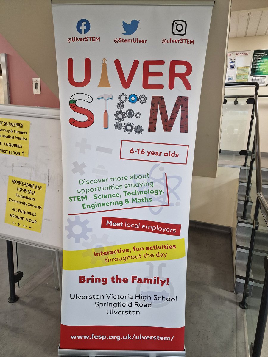 StemUlver's tweet image. No mean feat getting this banner up in the health centre today. Who is coming to Ulverstem. Its going to be awesome #Stem #ulverston