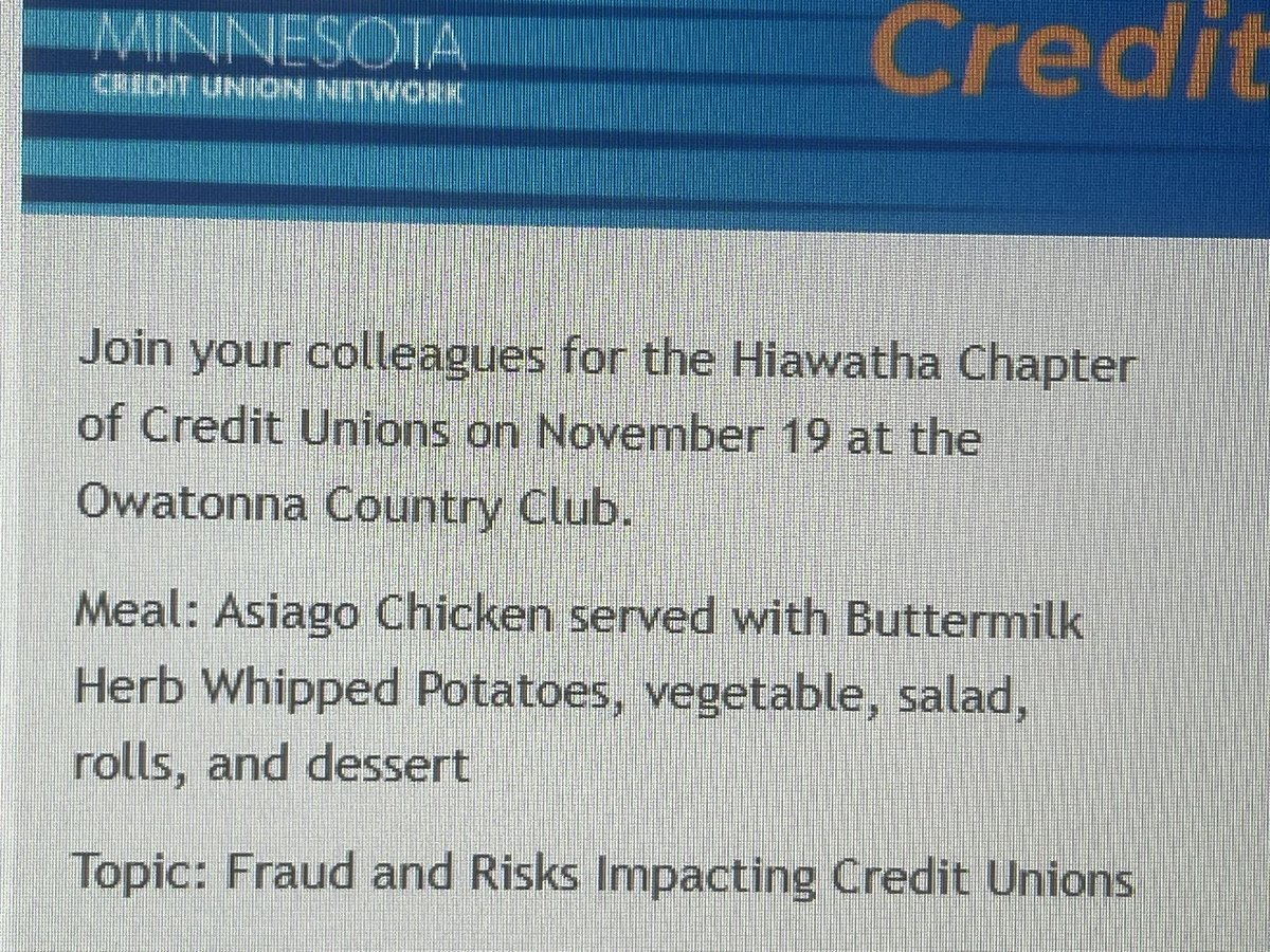 An amazing <a href="/CUChicken/">Credit Union Chicken</a> event coming up! 🐓