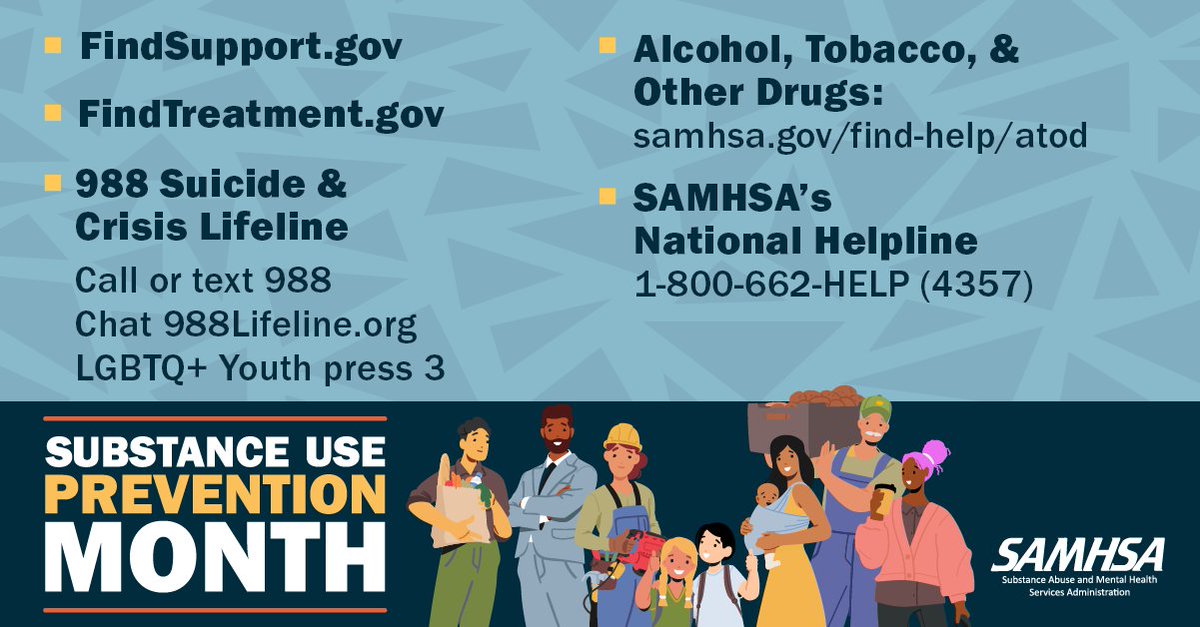 Evidence-based Prevention and Intervention Support (@epispennstate) on Twitter photo October is #PreventionMonth. Substance use disorders affect people from all walks of life and ages. Prevention and early intervention strategies can reduce the impact of substance use. Help is available: samhsa.gov/find-help #SubstanceUsePreventionMonth #MyPreventionStory October is #PreventionMonth. Substance use disorders affect people from all walks of life and ages. Prevention and early intervention strategies can reduce the impact of substance use. Help is available: samhsa.gov/find-help #SubstanceUsePreventionMonth #MyPreventionStory