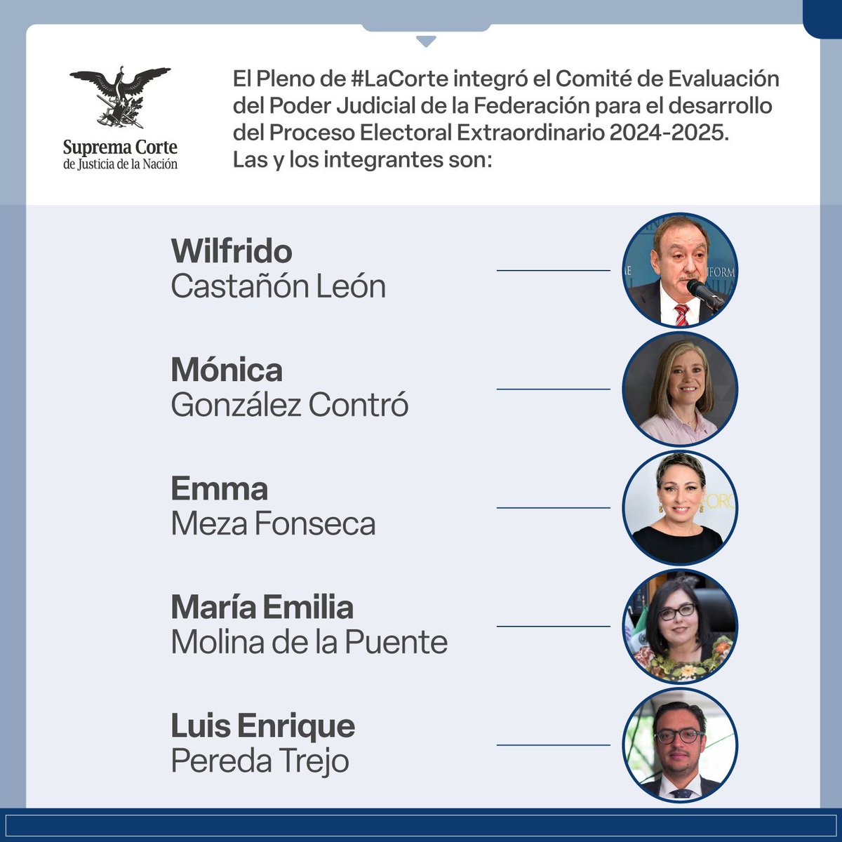 🚨#ÚltimaHora Así quedó integrado el Comité de Evaluación del PJF que será el encargado de presentar las propuestas para participar en el proceso electoral para elegir a personas juzgadoras 👇🏼