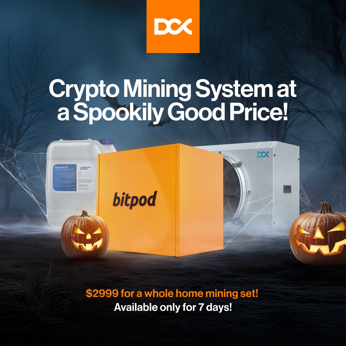 DCX_Immersion's tweet image. This Halloween, don’t just mine crypto - heat your home and save big with our spooktacular deal! 👻 Get the full Bitpod 2 home mining set for only $2999 (originally $4266)!

🎉 Everything you need to start mining at home: Bitpod 2, ICP15 Dry Cooler, 66L Dielectric Fluid, and all…