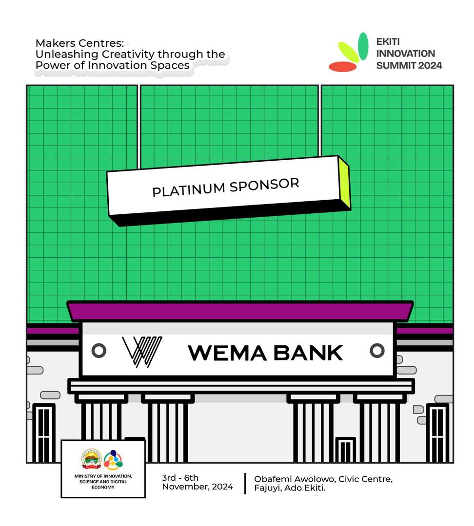 🚀 Partnership Announcement

We are thrilled to announce <a href="/wemabank/">Wema Bank</a> as the Platinum Sponsor for the Ekiti Innovation Summit &amp; Festival 2024! 

With a rich legacy of pioneering initiatives, WEMA Bank has continually pushed the boundaries of digital banking and innovation in Africa