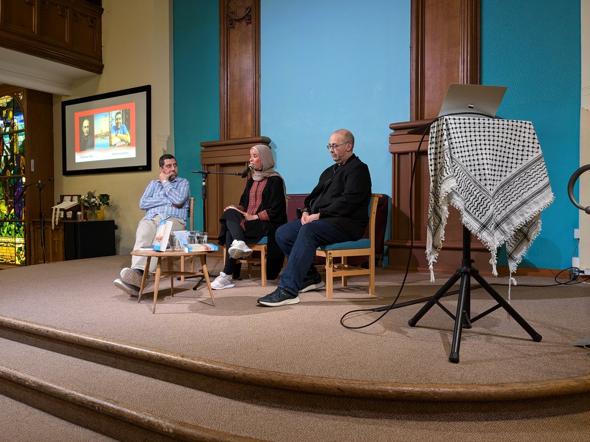 Celebration this evening of #hope and #humanity at #Edinburgh launch of "Daybreak in #Gaza" edited by <a href="/bookseller_jer/">Mahmoud Muna</a> and <a href="/matthewteller/">Matthew Teller</a>. Rejection of "resilience" and, instead, the imagining of a safe and joyful future. #Palestine <a href="/SaqiBooks/">Saqi Books</a> with <a href="/alwaleed_centre/">The Alwaleed Centre</a> <a href="/Lighthousebks/">Lighthouse - Edinburgh’s Radical Bookshop</a>