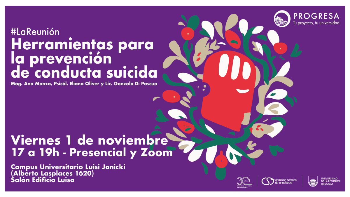 Mañana viernes 1/11
#LaReunión de <a href="/progresaudelar/">𝗣𝗥𝗢𝗚𝗥𝗘𝗦𝗔</a> 

"Herramienta para la prevención de conducta suicida"

Modalidad híbrida🧑‍🦱🧑‍🦰💻

De 17 a 19h