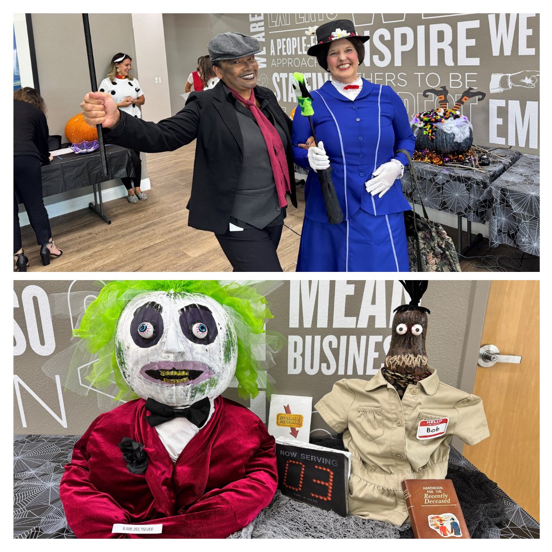 FrankCrumStaff's tweet photo. 🎃 The #Halloween spirit is thriving at FrankCrum! 👻 A huge thank you to everyone who joined the fun in our costume and pumpkin decorating contests!

Special congrats to our winners: 
🏆Best Costume: "Mary Poppins" 
🏆Best Pumpkin Carving &amp; Decorating: "Beetlejuice" https://t.co/v11YbClJqM