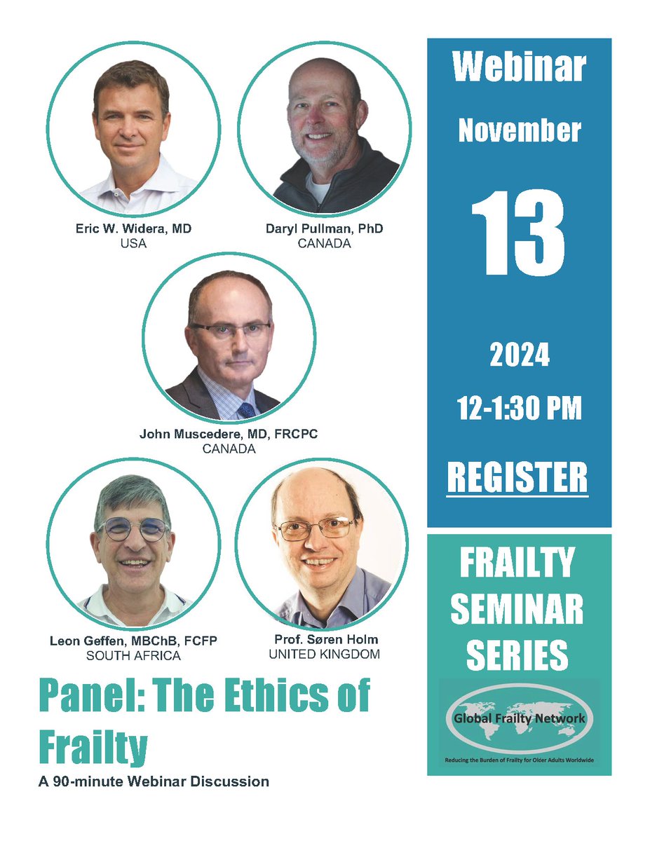 CFN (@cfn_nce) on Twitter photo 📢Join CFN Scientific Director & CEO <a href="/muscedej/">John Muscedere</a> on November 13 at 12 noon EDT for a discussion on "The Ethics of Frailty" — part of the Frailty Seminar Series presented by <a href="/GlobalFrailty/">Global Frailty Network</a>
👉Register NOW to secure your spot: bit.ly/3Yx6REv 📢Join CFN Scientific Director & CEO <a href="/muscedej/">John Muscedere</a> on November 13 at 12 noon EDT for a discussion on "The Ethics of Frailty" — part of the Frailty Seminar Series presented by <a href="/GlobalFrailty/">Global Frailty Network</a>
👉Register NOW to secure your spot: bit.ly/3Yx6REv