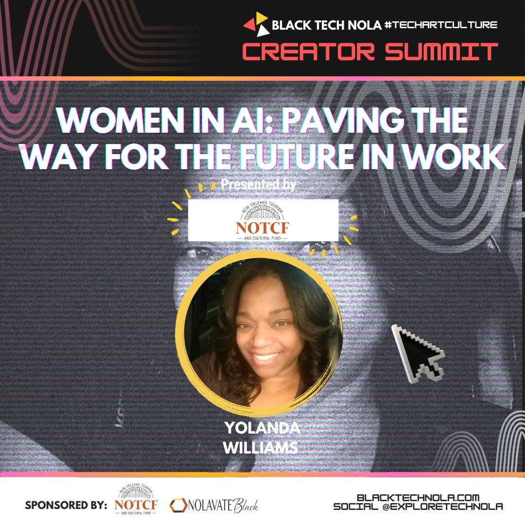 exploretechnola's tweet photo. Guess who’s coming for BTN? Yolanda Williams, an IT Director at @us_foods! Join us November 4 for free at @loyola_nola! Presented by @notcfund, this panel discusses women in tech spaces. Meet us there at 11:00 AM!

#BLACKTECHNOLA #TECHARTCULTURE #EXPLORETECHNOLA https://t.co/NDN1GrxIl8