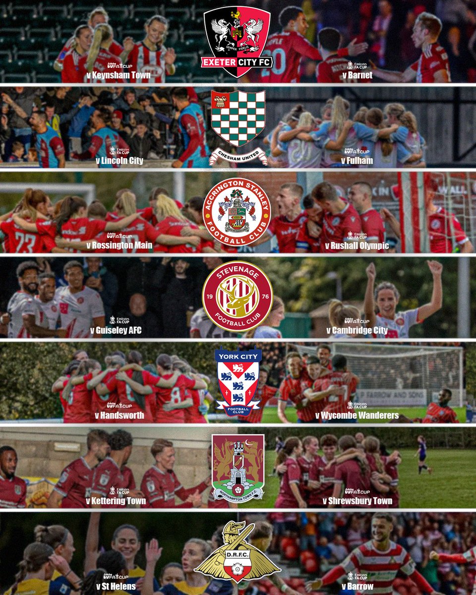 Every team competing in both the #EmiratesFACup and the #AdobeWomensFACup first rounds 🏆