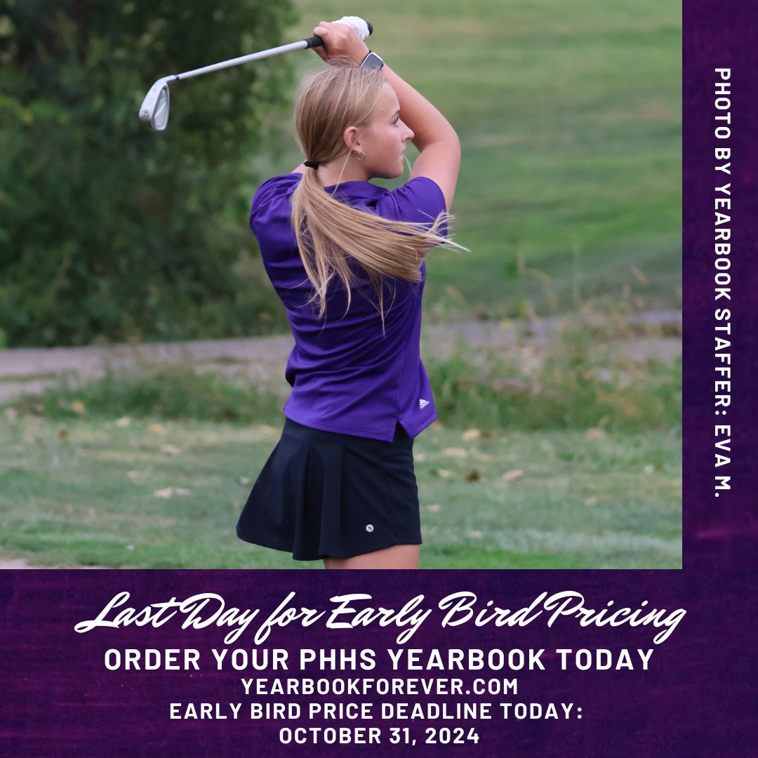 PHHSYRBKTheHill's tweet photo. TODAY is the last day for the Early Bird pricing of $60. Price will increase to $65 tomorrow, November 1st.  Deadline to order a yearbook for this school year is January 17th, 2025.  Go to https://t.co/YheLvzYQTQ to order yours today!! https://t.co/6kjeM4wQiR