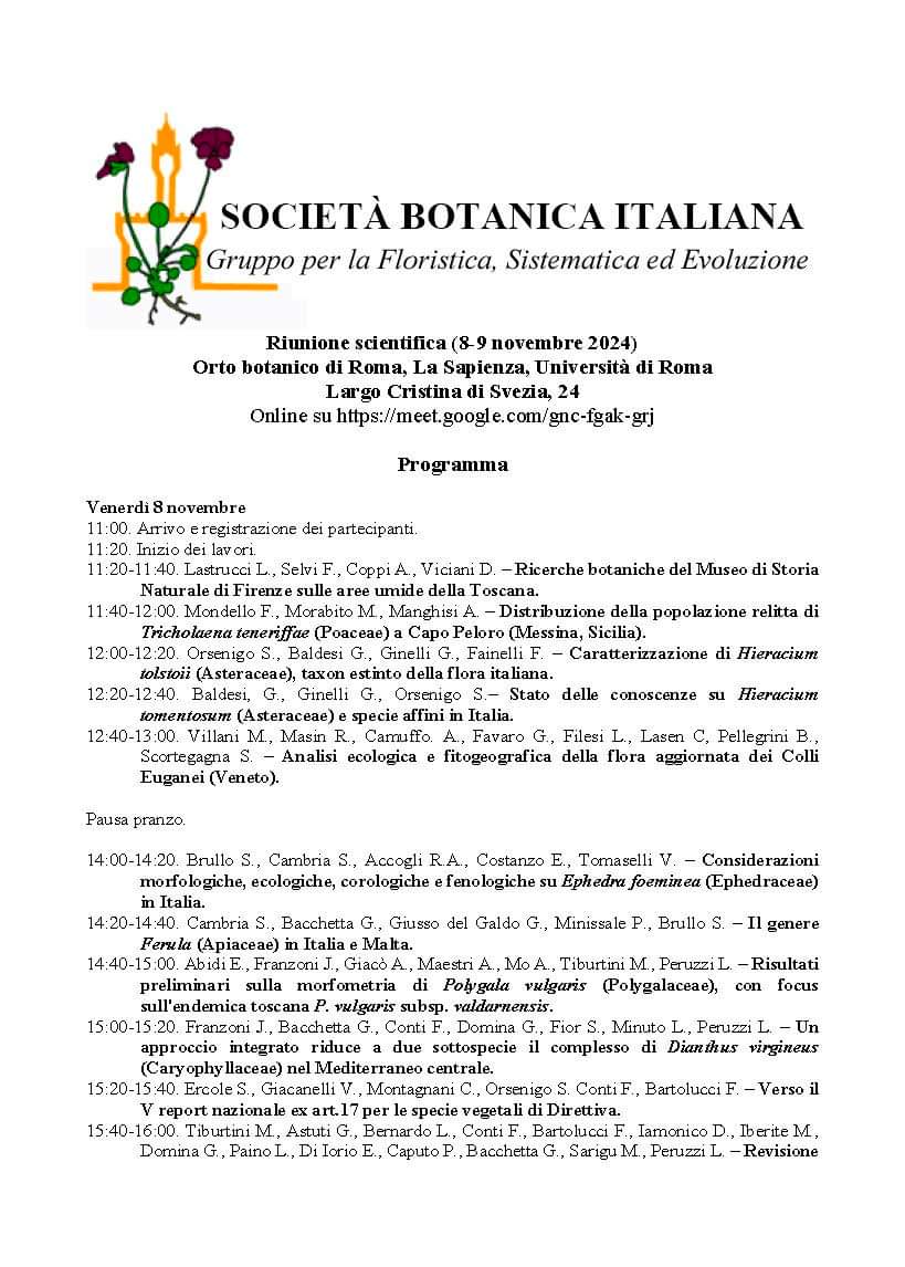 odecastr's tweet photo. L’8 e il 9 novembre si terrà l’annuale riunione scientifica del Gruppo di Floristica Sistematica ed Evoluzione presso l’Orto Botanico di Roma.

https://t.co/9M1FWJmWjg https://t.co/k753O8C1GQ