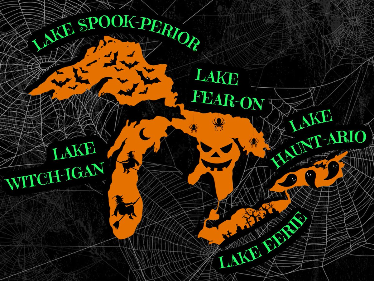 NOAA_GLERL's tweet photo. Happy Halloween from these spooooooky Great Lakes! 🎃👻

#GreatLakes #spooky #HappyHalloween #Halloween #LakeSuperior #LakeMichigan #LakeOntario #LakeHuron #LakeErie #GreatLakesSci https://t.co/43SvcnM1Ww