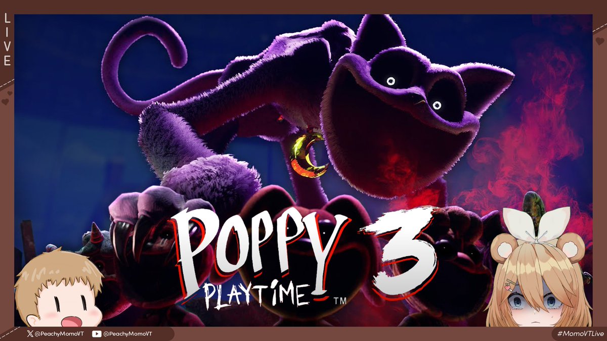 PeachyMomoVT's tweet image. 『ℕ𝕠𝕨 𝕃𝕀𝕍𝔼!』        
 
Happy Halloween!! Join me for some spooky times as we play Poppy Playtime Chapter 3 with our special guest Box! I.....I'm so nervous ;~;

 ➪ twitch.tv/peachy_momo_ 

#ENVtubers #MomoVTLive #Vsinger #Vtubers #Vtuber素材