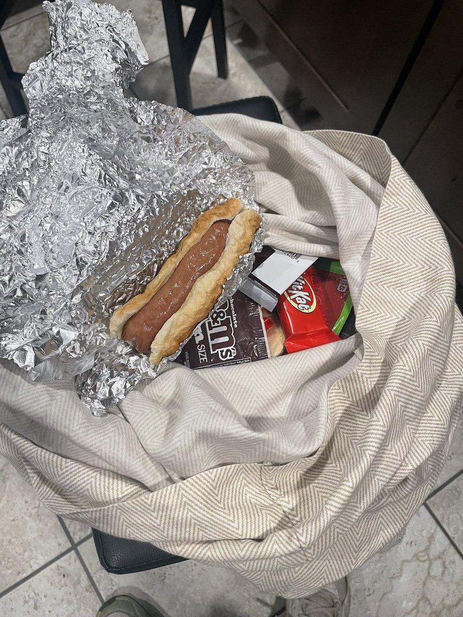 My youngest told me he got a hot dog while trick or treating. I didn’t think he meant in his bag.