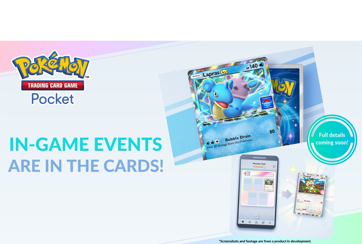 PokemonTCGP's tweet photo. I swear I didn't come up with that pun...😶

ANYWAY, we plan to hold a series of events in #PokemonTCGPocket! Please stay tuned for more info! I'm pumped and hope you are too. https://t.co/Dt6wcb01gM