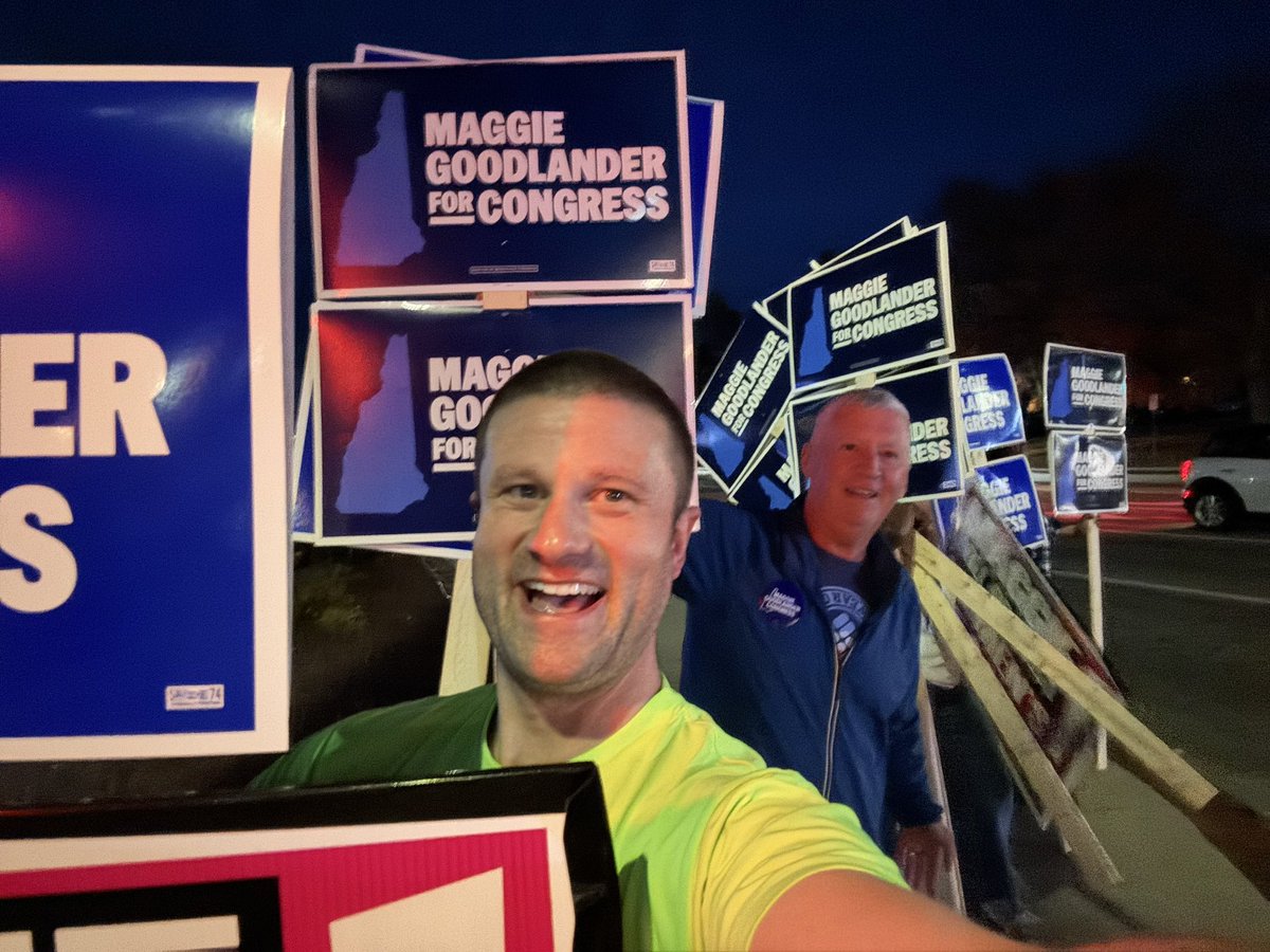 Had a great time holding signs for <a href="/MaggieG603/">Maggie Goodlander</a> debate! She crushed it!