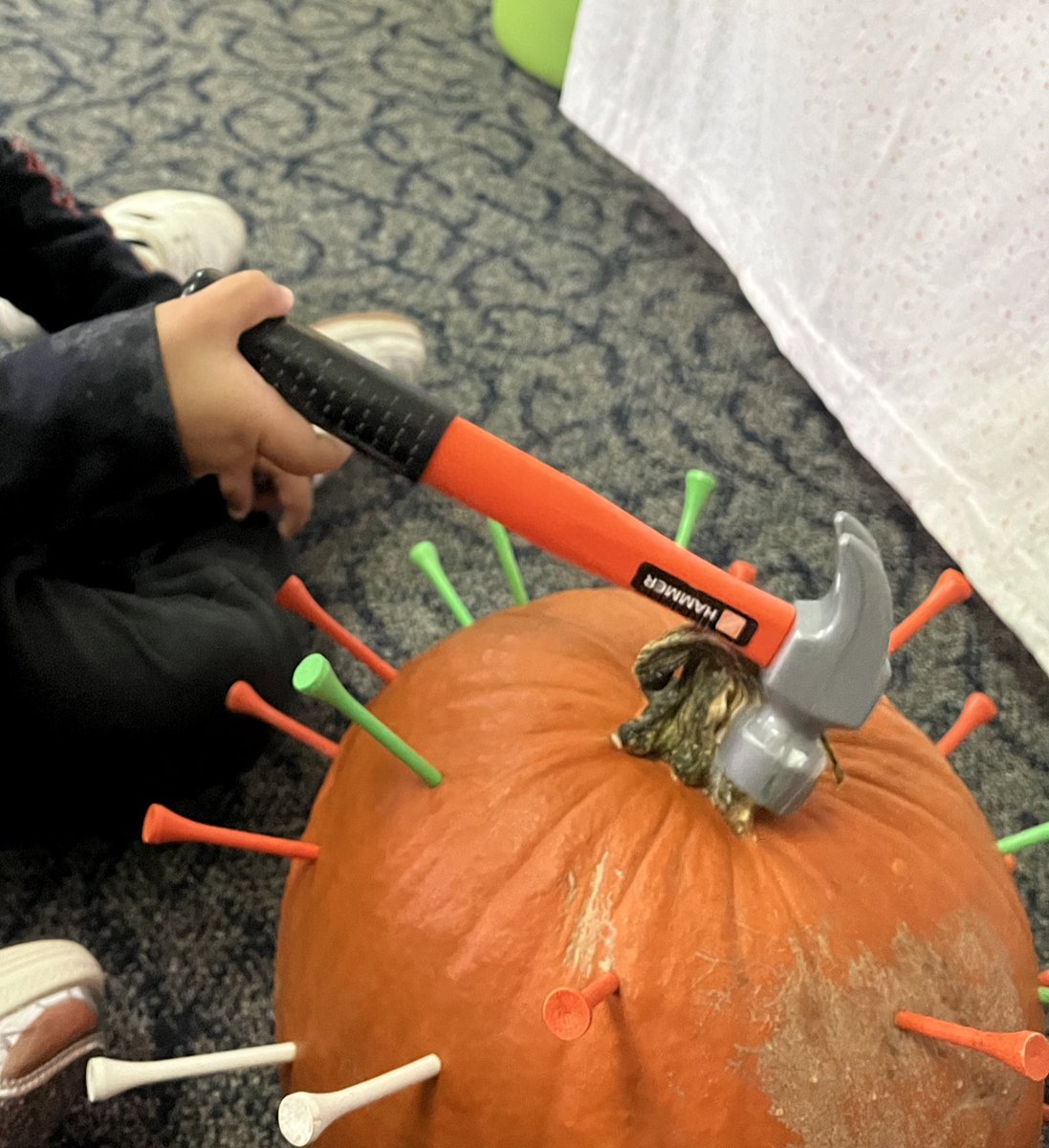 MsHopesLittles's tweet photo. Pumpkin fun! We read “Seed, Sprout, Pumpkin, Pie”, hammered tees in a pumpkin, investigated the insides of the pumpkin, and we carved the pumpkin! What a fun day! @KentCardinals https://t.co/GhflgSQxBX