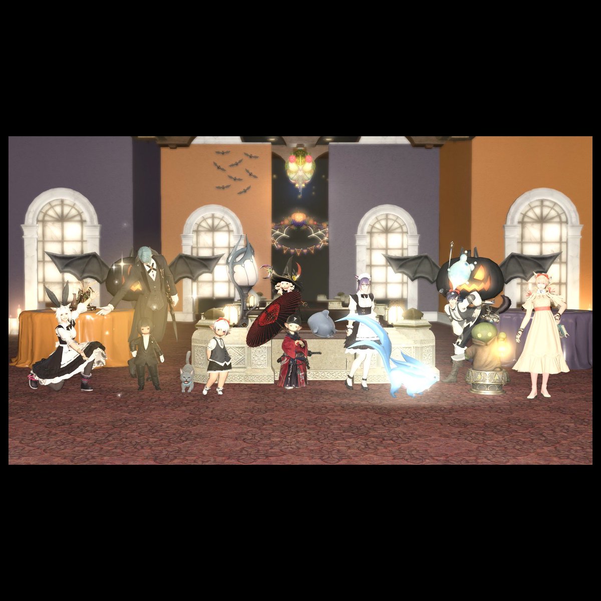 bluedeli111's tweet photo. たまたま同じ時間帯にインしたカンパニーメンで記念撮影楽しかった！🎃

#FFXIV
#FF14優しい世界 https://t.co/MvOmvWNoLE