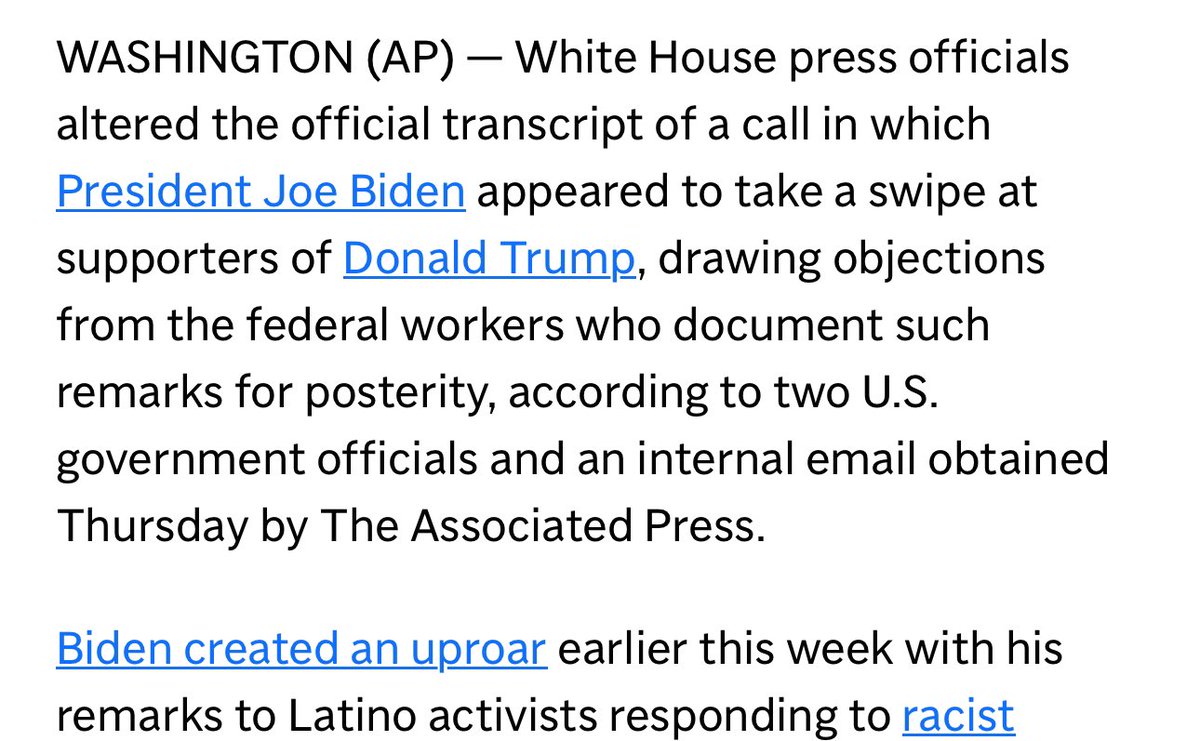 greg_price11's tweet image. Biden’s handlers altered the official White House transcript of him calling Trump supporters garbage despite objections from the official government stenographers.

Direct violation of the Presidential Records Act