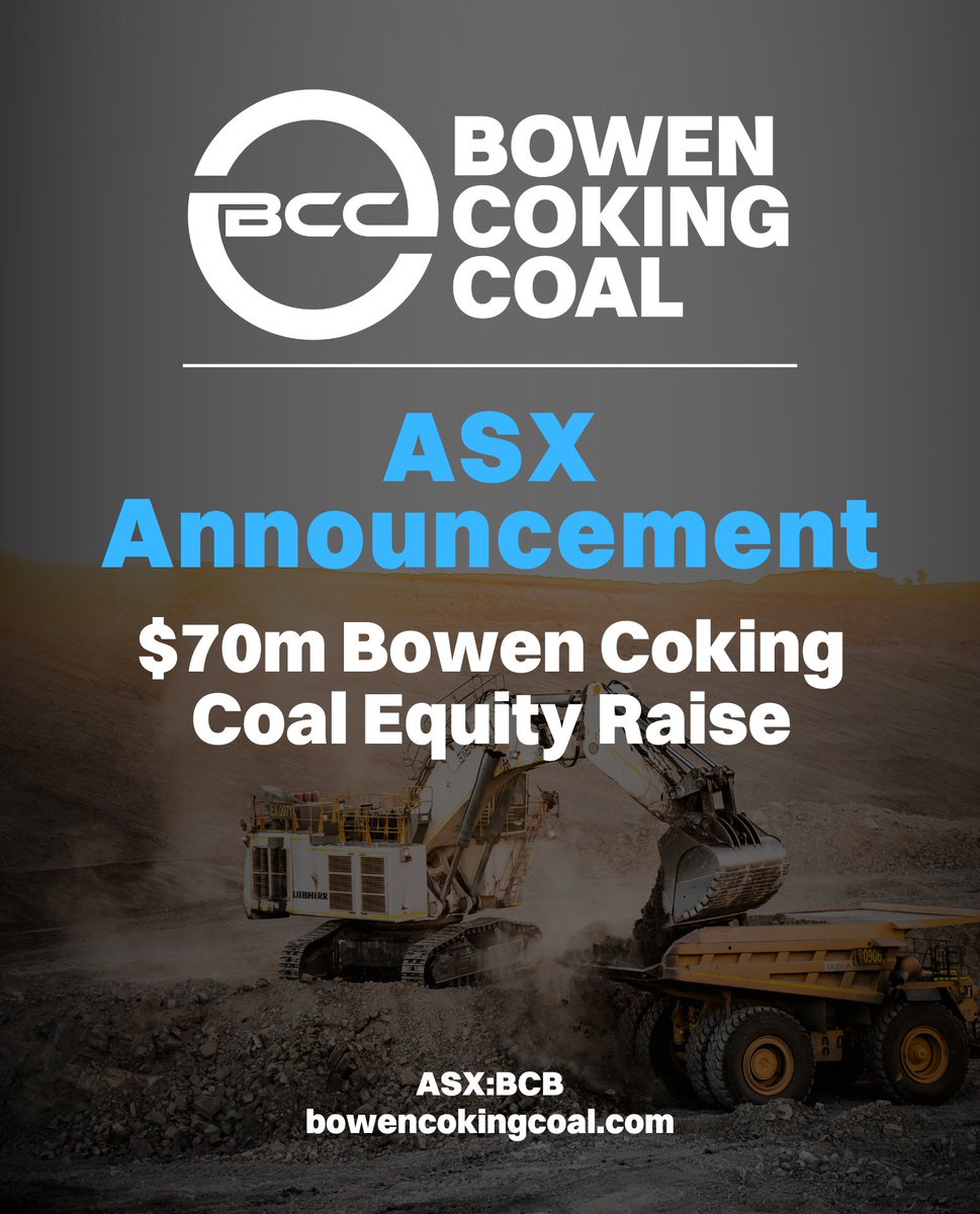 Bowen Coking Coal is pleased to announce that the Shortfall Bookbuild has now closed.

The total amount anticipated to be raised under the Offer is A$70 million.

Read the full announcement here wcsecure.weblink.com.au/pdf/BCB/028759…
