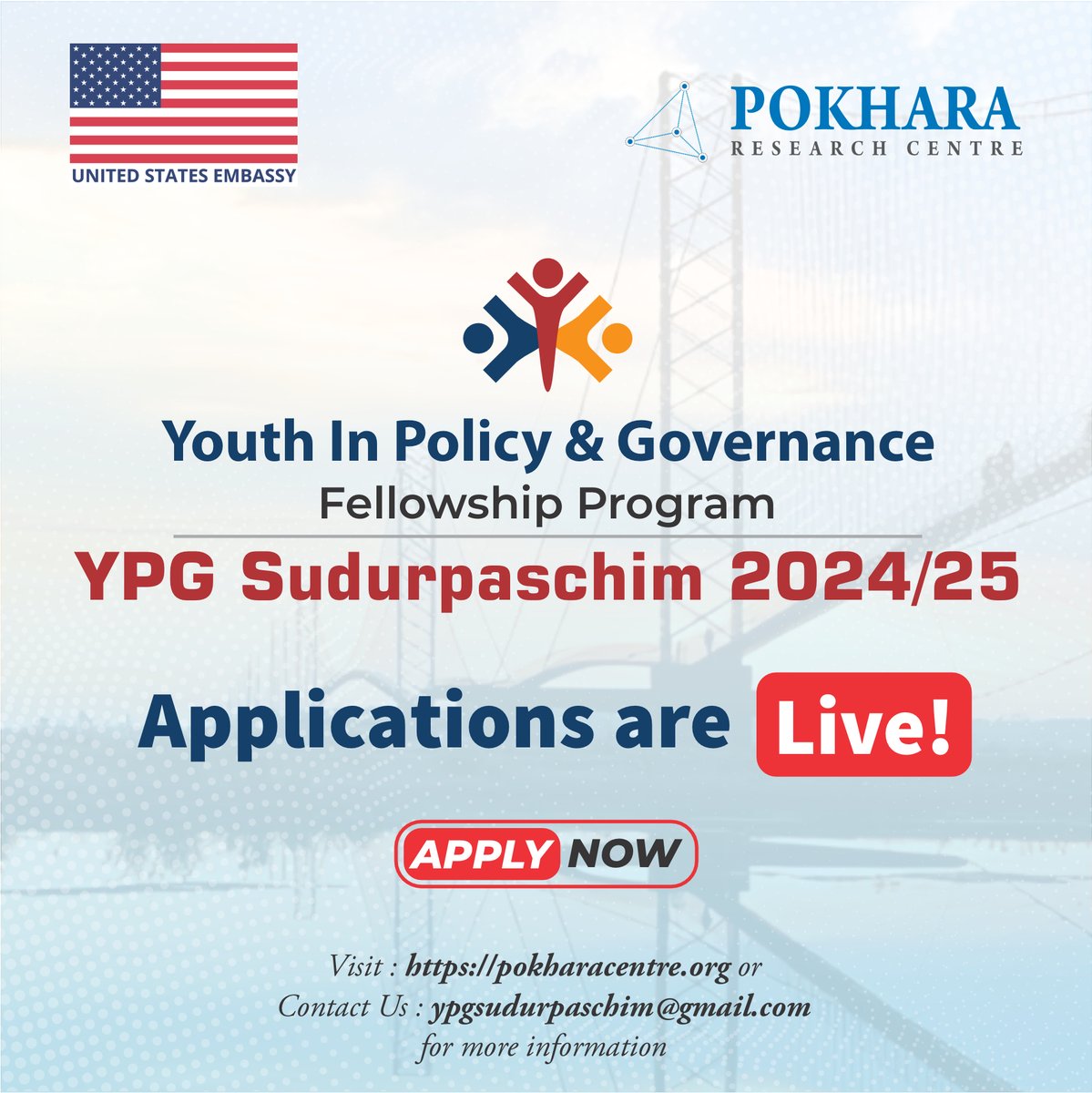The application window is now open for the Youth in Policy and Governance (YPG) Sudurpaschim 2024/25 program! Don’t miss this opportunity—apply now through the link: bit.ly/ypgsudur
For inquiries, reach out to us at ypgsudurpaschim@gmail.com.
#PRC #Pokhararesearchcentre