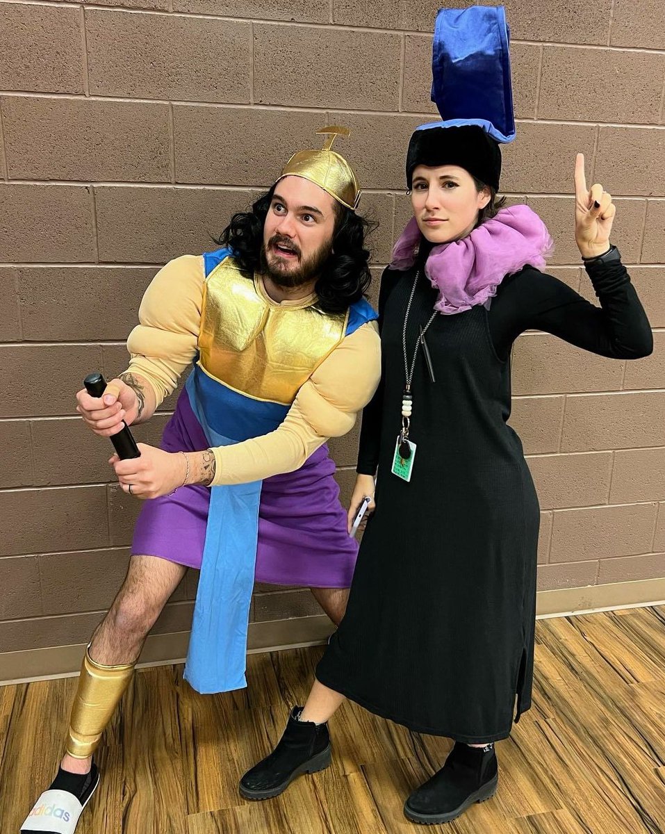 Mr_Svenium's tweet photo. Say what you will but @mrsh_in8th and I have been dominating the Halloween costume game these last three years 😤 We are not to be trifled with 😤 We are an unstoppable duo! #TeamworkMakesTheDreamWork #WorkBestie @questacademyjrhigh https://t.co/atSzksQnKe