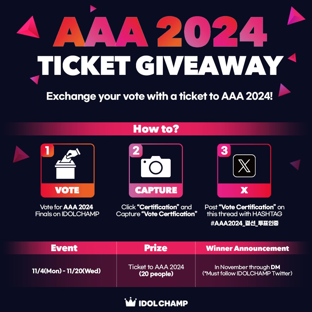 ์์ด๋์ฑํ (@idolchamp1) on Twitter photo ๐ The 9th #AsiaArtistAwards ๐
๐๐ฑ๐๐ก๐๐ง๐ ๐ ๐ฒ๐จ๐ฎ๐ซ ๐ฏ๐จ๐ญ๐ ๐ฐ๐ข๐ญ๐ก ๐ ๐ญ๐ข๐๐ค๐๐ญ ๐ญ๐จ #๐๐๐๐๐๐๐!
ํฌํ ์ธ์ฆํ๊ณ #2024AAA ๋ฅผ
ํ์ฅ์์ ์ฆ๊ธธ ์ ์๋ ๋ง์ง๋ง ๊ธฐํ โผ
๐ VOTE me2.do/5S92RAnJ
๐ ~ until 11/20(KST)
๐ 20 Tickets to #2024AAA ๐ The 9th #AsiaArtistAwards ๐
๐๐ฑ๐๐ก๐๐ง๐ ๐ ๐ฒ๐จ๐ฎ๐ซ ๐ฏ๐จ๐ญ๐ ๐ฐ๐ข๐ญ๐ก ๐ ๐ญ๐ข๐๐ค๐๐ญ ๐ญ๐จ #๐๐๐๐๐๐๐!
ํฌํ ์ธ์ฆํ๊ณ #2024AAA ๋ฅผ
ํ์ฅ์์ ์ฆ๊ธธ ์ ์๋ ๋ง์ง๋ง ๊ธฐํ โผ
๐ VOTE me2.do/5S92RAnJ
๐ ~ until 11/20(KST)
๐ 20 Tickets to #2024AAA