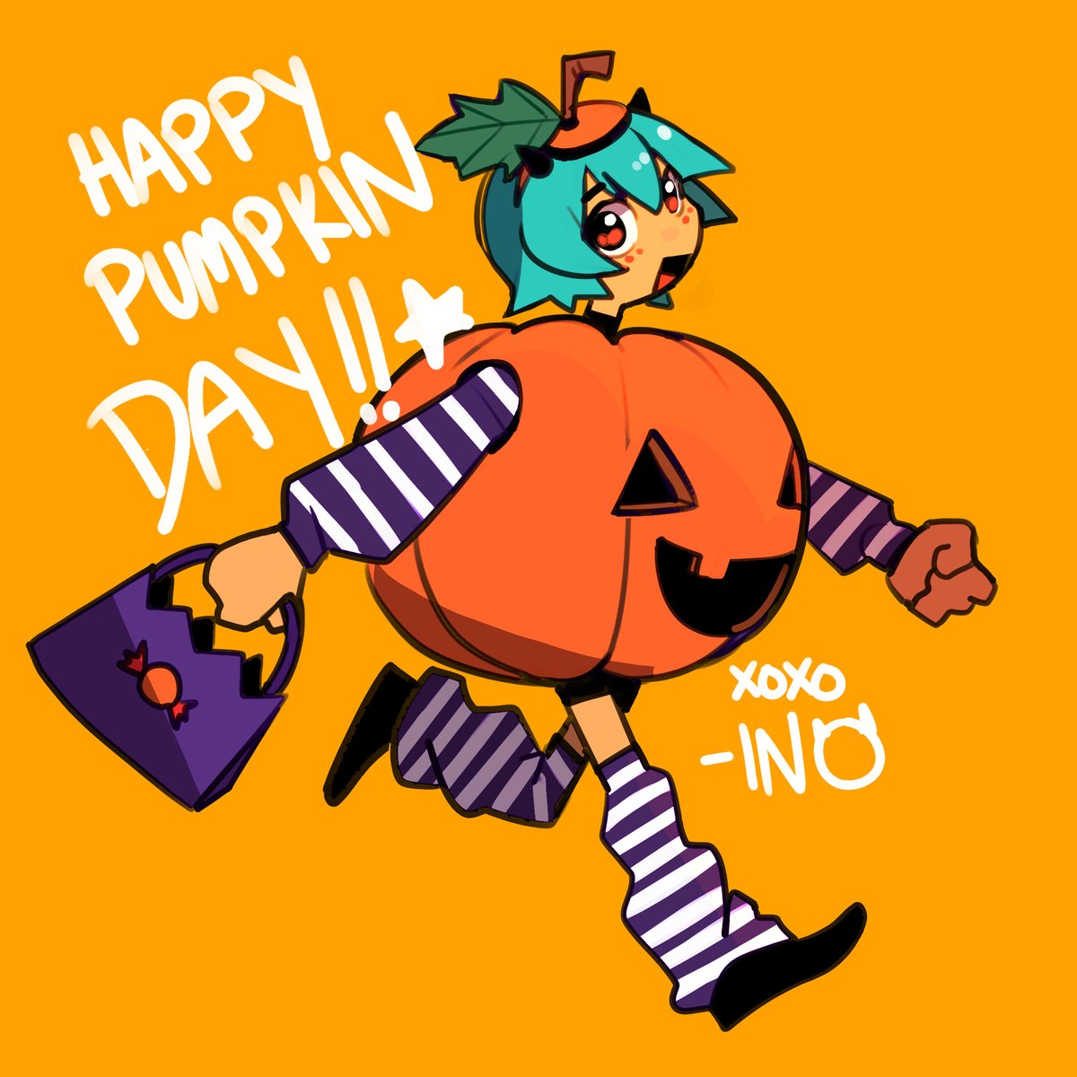 In0_Oni's tweet photo. HAPPY PUMPKIN DAY GUYS!!! What kind of candies did you get? I got lots of bubblegum this year! 🍭#halloween https://t.co/H5jtNbyLck