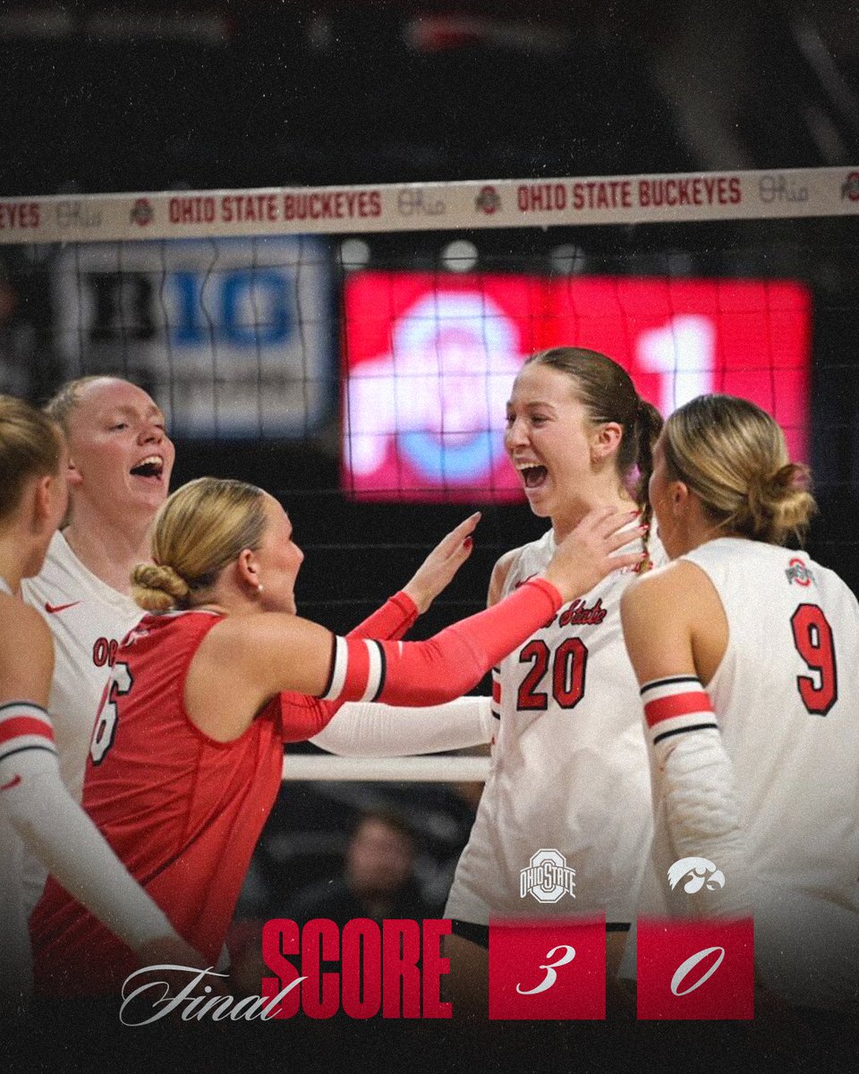 No tricks tonight - only treats 🍬 
Ohio State sweeps Iowa (25-21, 25-16, 25-23) ‼️

🔗: go.osu.edu/wvb-24iowa-rec…
📸: go.osu.edu/wvb-24iowa-pho…

#Team55 #GoBucks