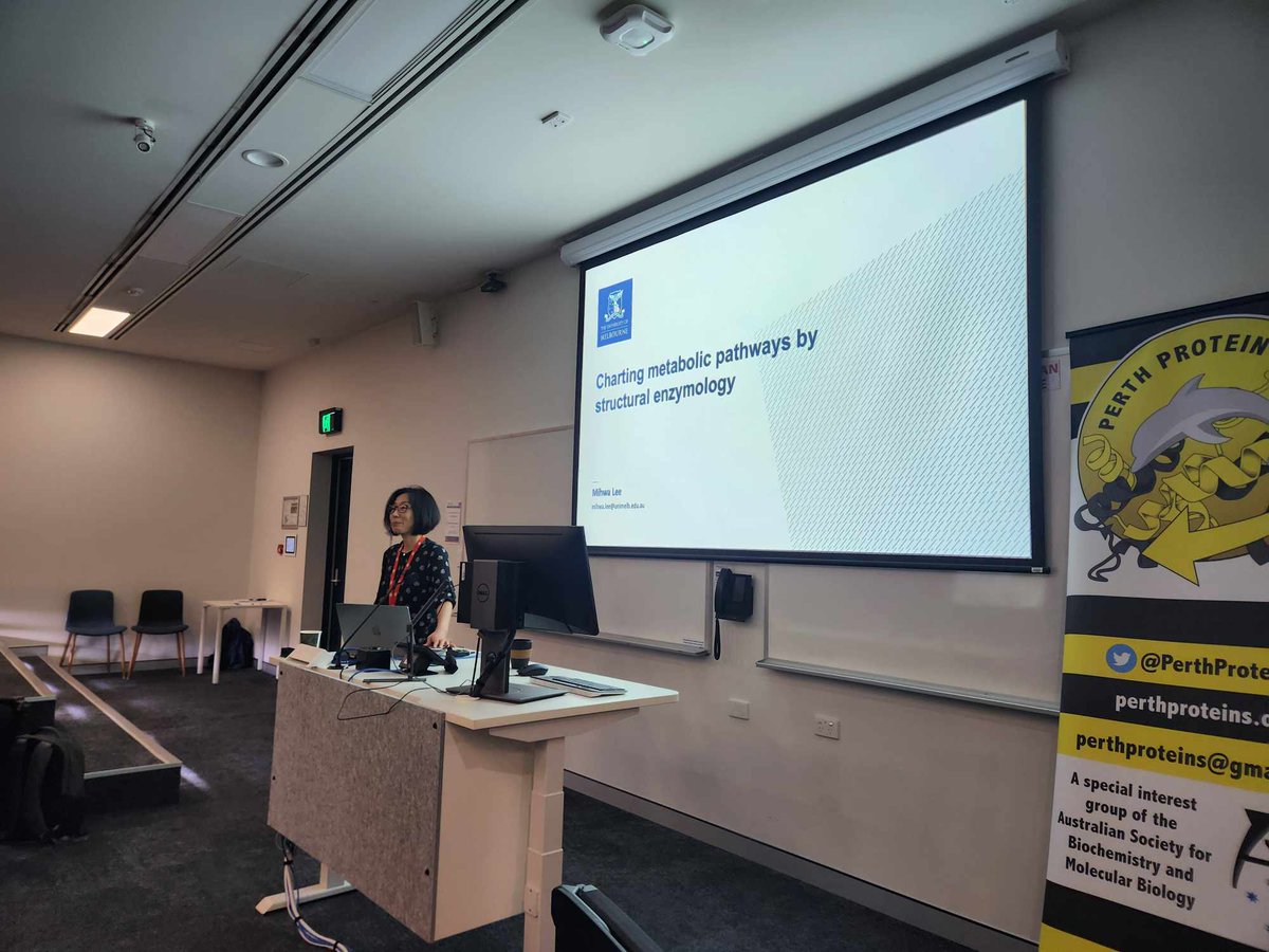 Perth Protein Group (@perthproteins) on Twitter photo Our first plenary speaker, Dr Mihwa Lee from <a href="/UniMelb/">University of Melbourne</a>, presenting an excellent story on metabolic pathways using protein structural biology! #PPG2024 Our first plenary speaker, Dr Mihwa Lee from <a href="/UniMelb/">University of Melbourne</a>, presenting an excellent story on metabolic pathways using protein structural biology! #PPG2024
