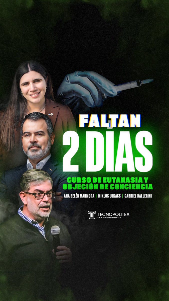 Tecnopolitea (@tecnopolitea) on Twitter photo Solo quedan 2 días para que inicie el nuevo curso sobre eutanasia y objeción de conciencia con <a href="/mlukacs/">Miklos Lukacs</a>, <a href="/AnaBelenMarmora/">Ana Marmora</a> y <a href="/BalleriniOK/">Gabriel Ballerini</a>.
¿Te lo vas a perder? Inscríbete en tecnopolitea.com/store Solo quedan 2 días para que inicie el nuevo curso sobre eutanasia y objeción de conciencia con <a href="/mlukacs/">Miklos Lukacs</a>, <a href="/AnaBelenMarmora/">Ana Marmora</a> y <a href="/BalleriniOK/">Gabriel Ballerini</a>.
¿Te lo vas a perder? Inscríbete en tecnopolitea.com/store