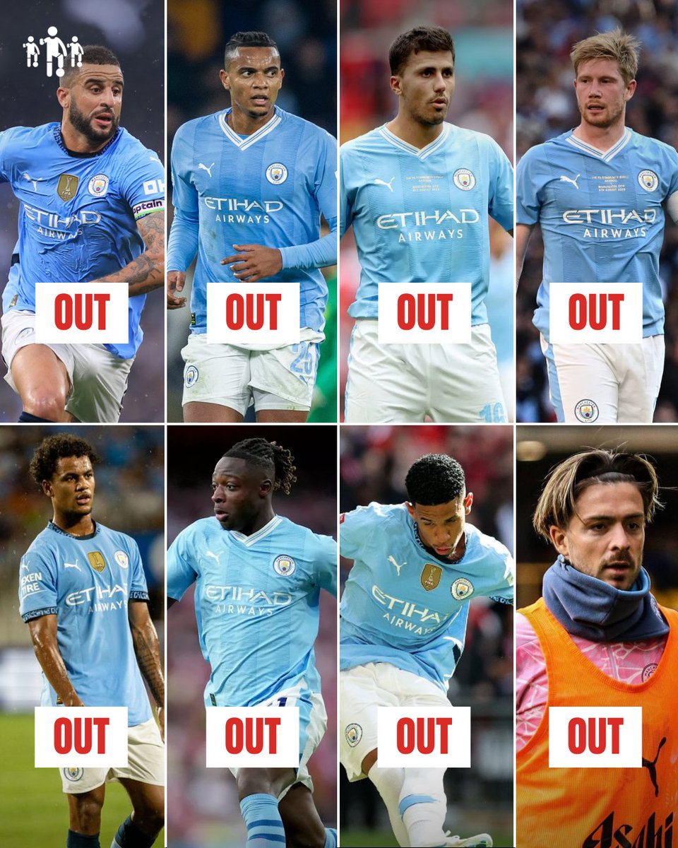 SaveThePlayers_'s tweet photo. Manchester City have eight injured players in their squad, and zero wingers available. ❌

“We have 13 players (available) so we are in real difficulty”, manager Pep Guardiola said post-Tottenham. https://t.co/L9qSrdTGxA