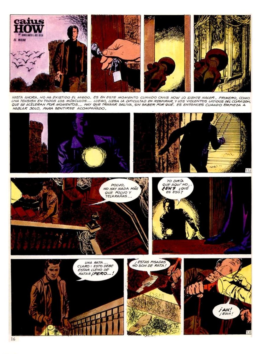 LibrosVintage's tweet photo. “Hasta ahora, no ha existido el miedo. Es en este momento cuando Caius lo siente nacer.”
¡Feliz #NochedeDifuntos!
#Trinca presenta los grandes éxitos del cómic
'Caius How'
#AndreuMartin (guión) y #JoséBielsa (dibujos)
Editorial Doncel, 1976
"El miedo" https://t.co/bI9O4Bf2Kj https://t.co/EuDlgaW0cM