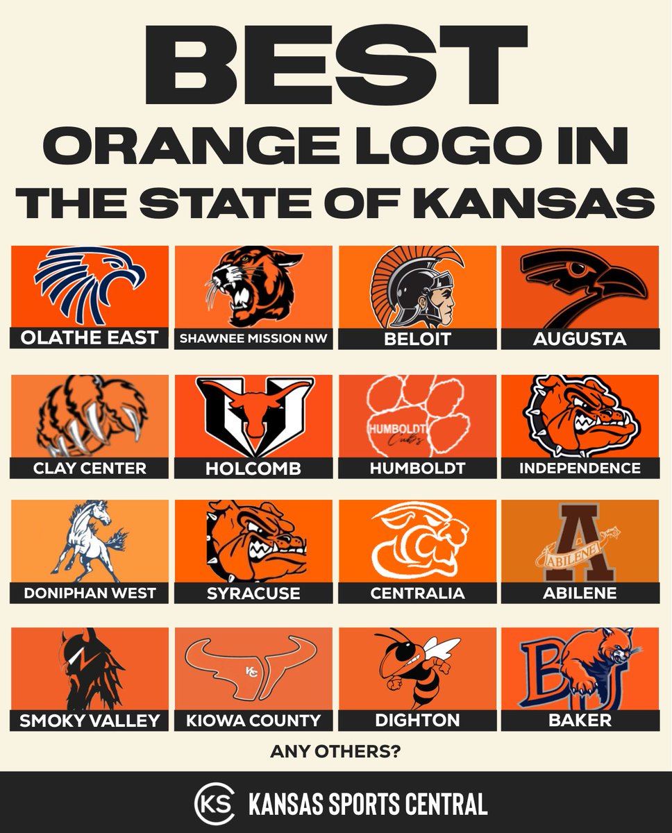 KSSCentral's tweet photo. In honor of Halloween, who has the best orange logo in the state of Kansas? https://t.co/NAwL8D0HCC