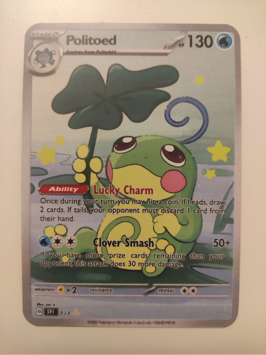 Pulled the most valuable card today -- my girlfriend, a very talented  artist, gifted me a Lucky Charm for Gdask in the form of my favourite  Pokmon, beautifully drawn and put in