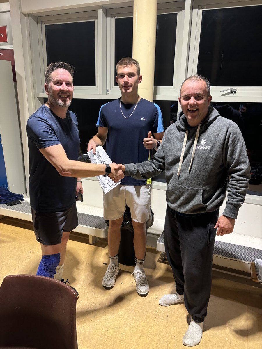 PlymUniVC's tweet image. What a thrill.  Played number 1 for our University of Plymouth student team against Damian from local Plymouth local team. George one of our students (centre) scored. Won 3-1