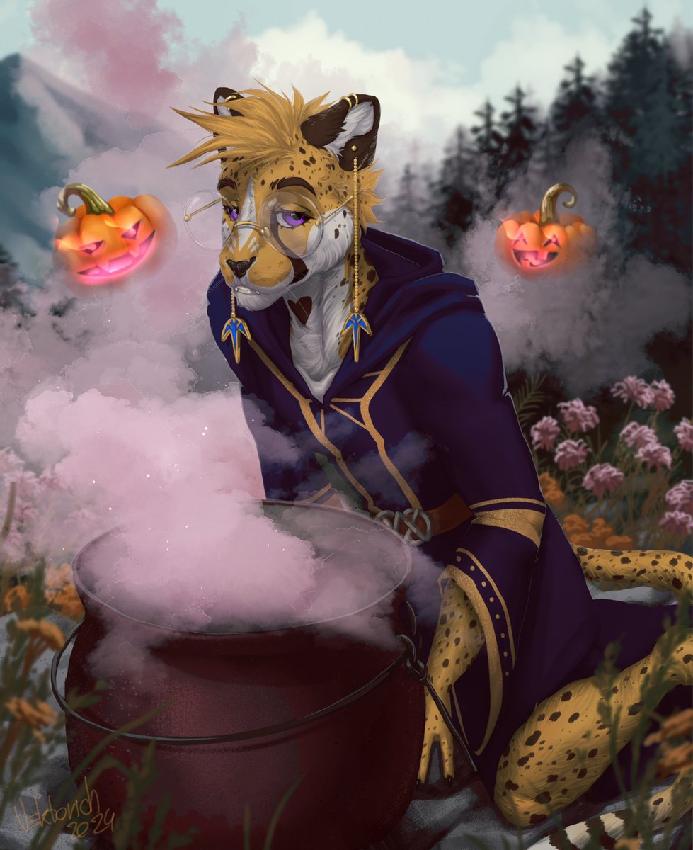 _Vektorich_'s tweet image. Happy Halloween!🧙‍♀️💖
 Lottery Halfbody for @GooseberryFool 
#furryart #Halloween