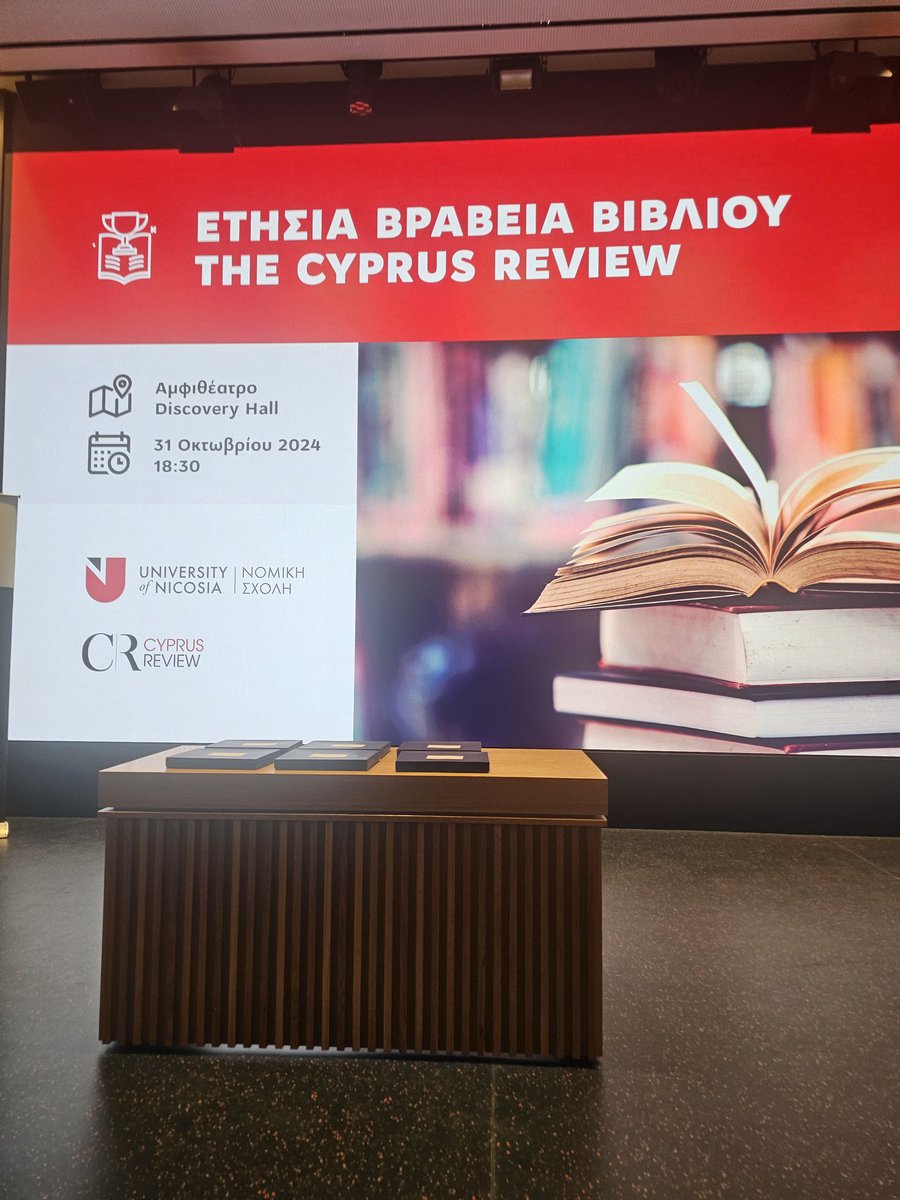 LinaKassianidou's tweet photo. 📍Σε μια σεμνή τελετή απονεμήθηκαν απόψε τα βραβεία Cyprus Review Annual Book Awards - #CRABA2024 📚, τα οποία καθιερώθηκαν από το αρχαιότερο περιοδικό κυπρολογικής έρευνας στο πεδίο των κοινωνικών επιστημών #CyprusReview.
❗️Τα βραβεία CRABA επιβραβεύουν κάθε χρόνο πρωτότυπες συμβολές, στο πεδίο της Ιστορίας, της Νομικής, της Πολιτικής και της Κοινωνικής Επιστήμης που έχουν ως αντικείμενό τους την Κύπρο.
👏👏👏Θερμά συγχαρητήρια σε όλους όσους διαγωνίστηκαν φέτος και στους νικητές των βραβείων όλων των κατηγοριών, οι οποίοι μέσα από τα βιβλία τους μοιράζονται τα αποτελέσματα της επίπονης και συχνά πολύχρονης έρευνας τους με την ακαδημαϊκή κοινότητα και το ευρύτερο κοινό. Ανάμεσα τους πολύ καλοί φίλοι και άτομα που εκτιμώ και ως επιστήμονες και ως άνθρωπους.
👏👏👏Ιδιαίτερα συγχαίρω το περιοδικό Cyprus Review και το @Uni_of_Nicosia
τόσο για την όλη οργάνωση η οποία καταφέρνει να λειτουργεί ως φορέας ανάδειξης και επιβράβευσης της επιστημονικής αριστείας. 📸📸
@DepMinCultureCy
#craba2024