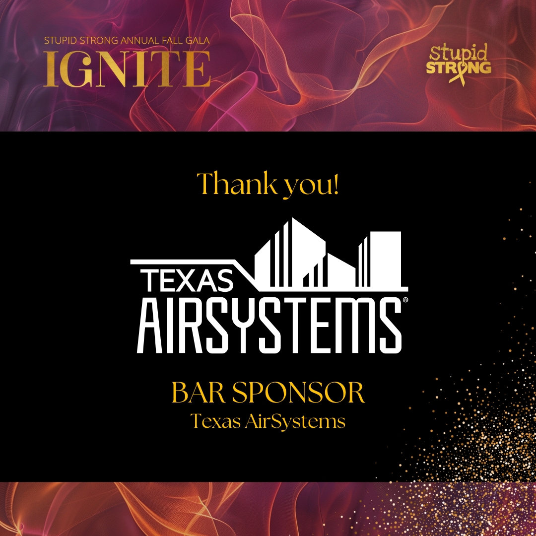 We're raising a glass to the bar sponsor for our tenth anniversary gala, Texas AirSystems! 🥂This is their second year in a row supporting Stupid Strong's mission to make the cure for gastric cancer a reality. We're so grateful for your support! #StrongerTogether #10YearsStrong